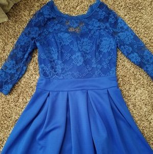 Royal blue lace top dress
